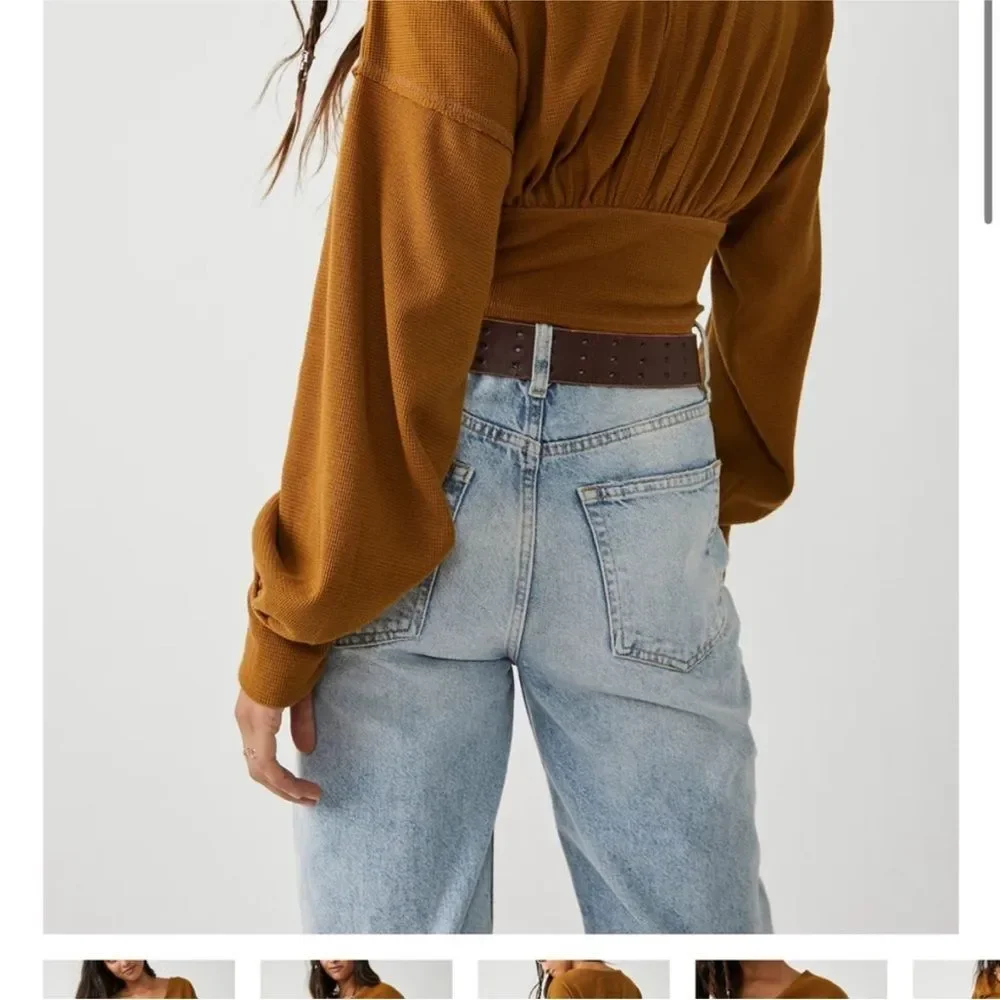 Free People We The Free “All Nighter” Surplice Crop Top Small